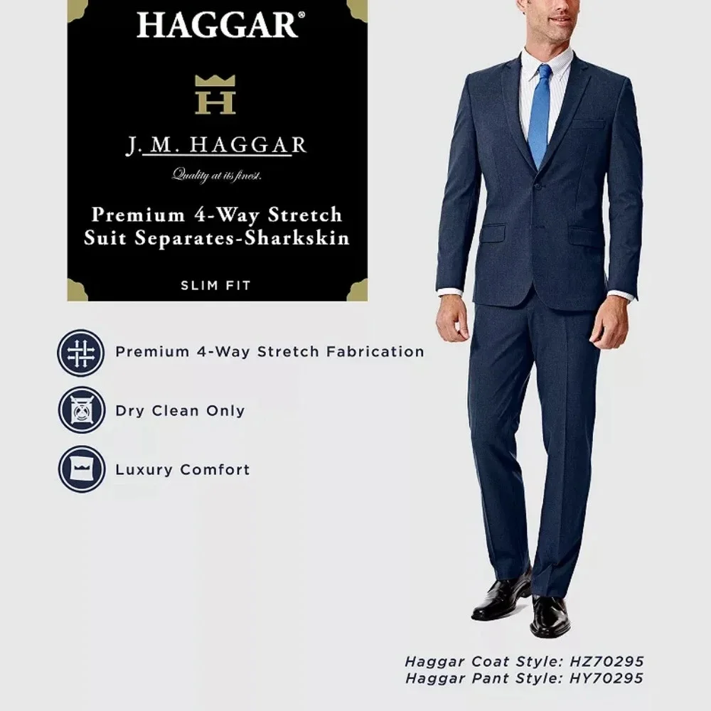 Haggar J.M. Premium 4-Way Stretch‎ Slim Fit Suit Jacket Coat Separates Blue